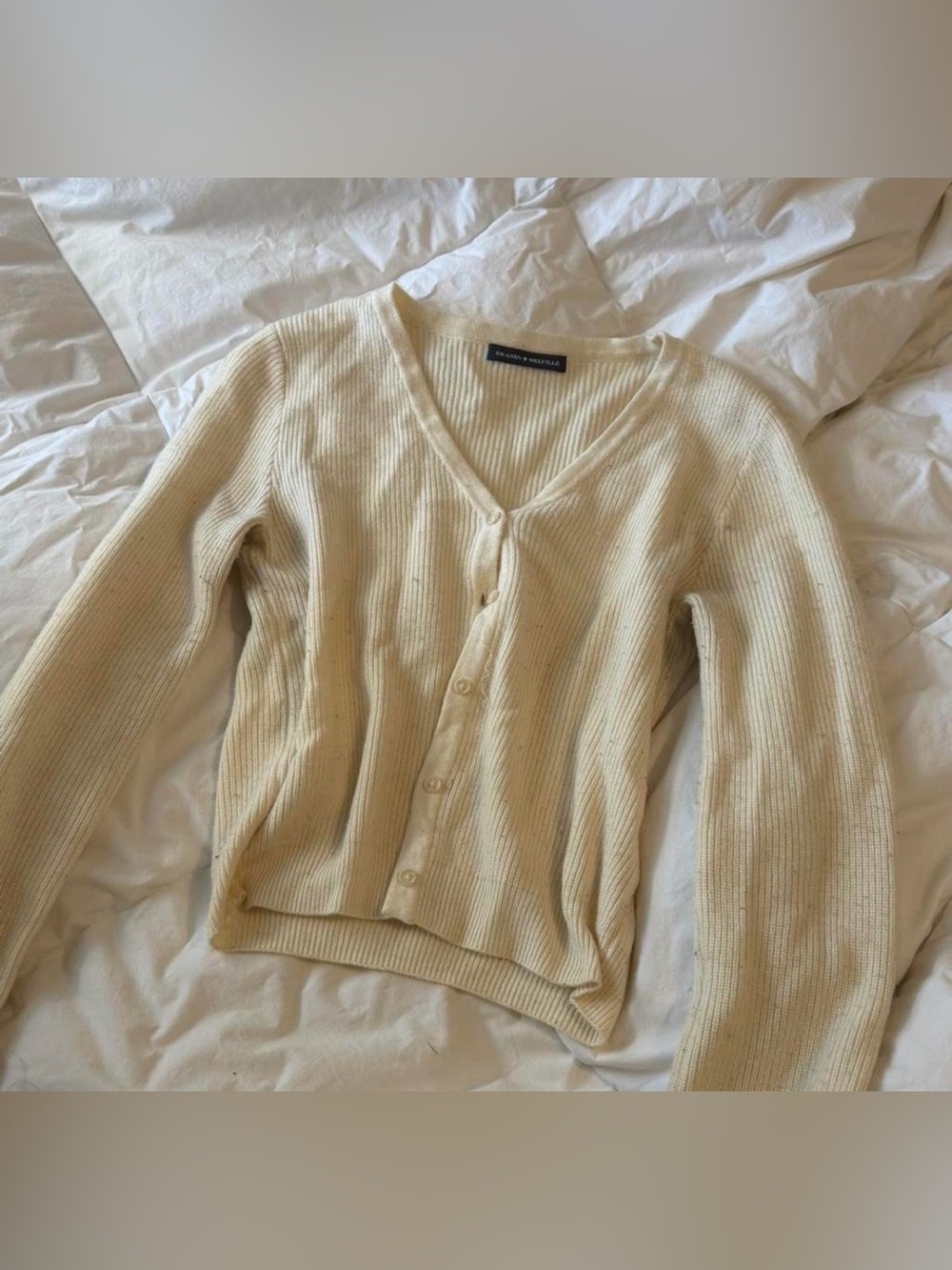 Cream Cropped Sweater- Brandy Melville